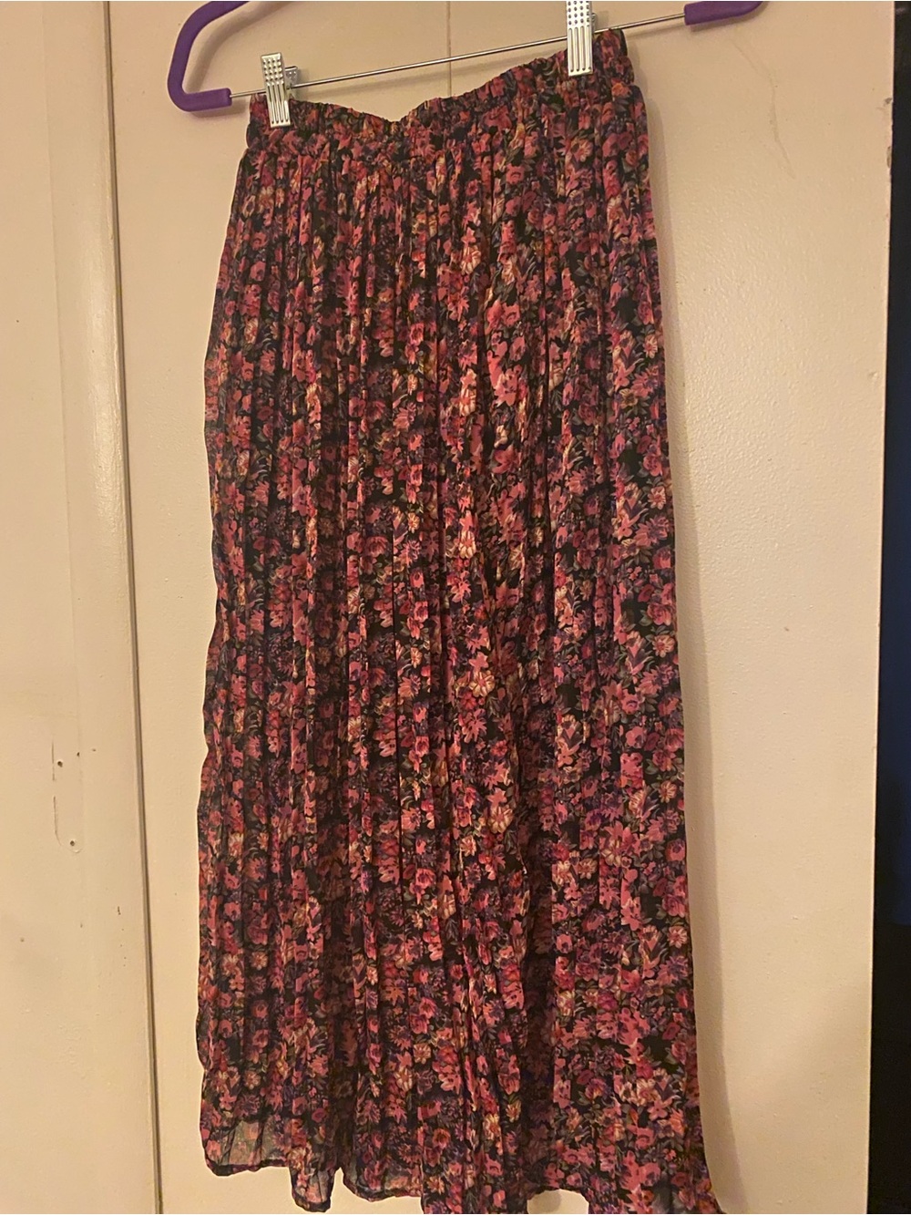 Floral Pleated Maxi Skirt - Pink Floral